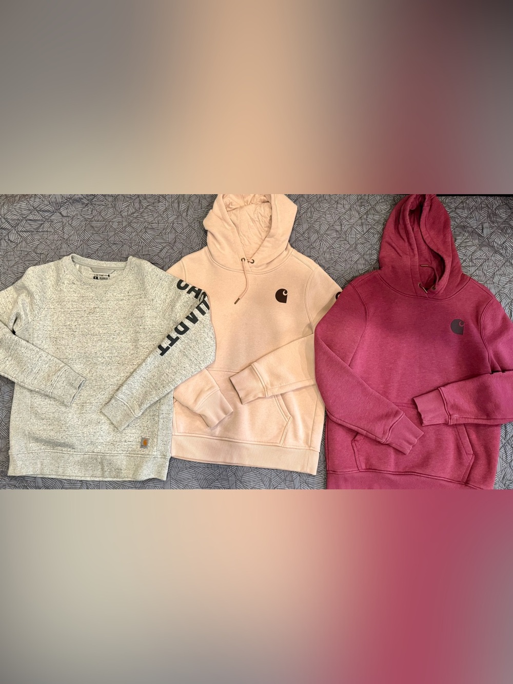 Carhartt Women’s Hoodie Sweatshirt Lot 3 Medium Pink Gray Berry